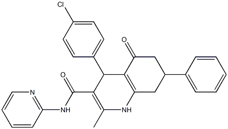 4-(4-chlorophenyl)-2-methyl-5-oxo-7-phenyl-N-(2-pyridinyl)-1,4,5,6,7,8-hexahydro-3-quinolinecarboxamide|