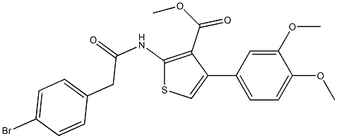 methyl 2-{[(4-bromophenyl)acetyl]amino}-4-(3,4-dimethoxyphenyl)thiophene-3-carboxylate Struktur