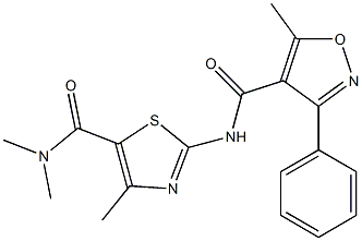 N-{5-[(dimethylamino)carbonyl]-4-methyl-1,3-thiazol-2-yl}-5-methyl-3-phenylisoxazole-4-carboxamide Structure