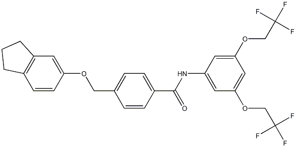 N-[3,5-bis(2,2,2-trifluoroethoxy)phenyl]-4-[(2,3-dihydro-1H-inden-5-yloxy)methyl]benzamide 结构式