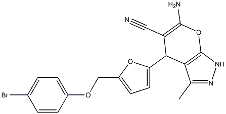 6-amino-4-{5-[(4-bromophenoxy)methyl]-2-furyl}-3-methyl-1,4-dihydropyrano[2,3-c]pyrazole-5-carbonitrile|