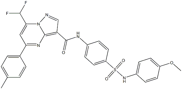 7-(difluoromethyl)-N-{4-[(4-methoxyanilino)sulfonyl]phenyl}-5-(4-methylphenyl)pyrazolo[1,5-a]pyrimidine-3-carboxamide 结构式