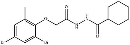 N'-[2-(2,4-dibromo-6-methylphenoxy)acetyl]cyclohexanecarbohydrazide Struktur