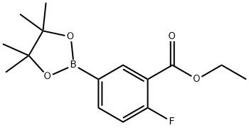 2-氟-5-(4,4,5,5-四甲基-1,3,2-二氧硼烷-2-基)苯甲酸乙酯 结构式