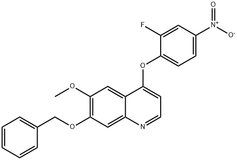 4-(2-fluoro-4-nitrophenoxy)-6-methoxy-7-phenylmethoxyquinoline 化学構造式