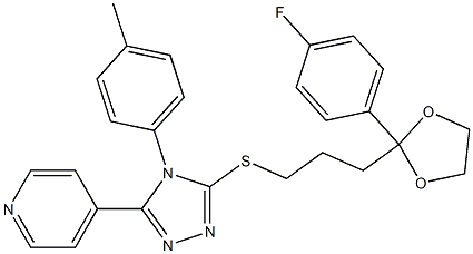 4-[5-({3-[2-(4-fluorophenyl)-1,3-dioxolan-2-yl]propyl}sulfanyl)-4-(4-methylphenyl)-4H-1,2,4-triazol-3-yl]pyridine Struktur