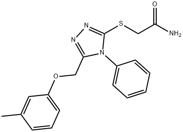 2-[(5-{[(3-methylphenyl)oxy]methyl}-4-phenyl-4H-1,2,4-triazol-3-yl)sulfanyl]acetamide,482643-11-8,结构式
