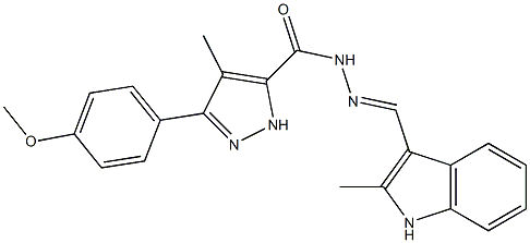 3-(4-methoxyphenyl)-4-methyl-N'-[(2-methyl-1H-indol-3-yl)methylene]-1H-pyrazole-5-carbohydrazide Structure