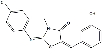 2-[(4-chlorophenyl)imino]-5-(3-hydroxybenzylidene)-3-methyl-1,3-thiazolidin-4-one,486442-25-5,结构式