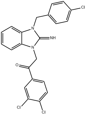 2-[3-(4-chlorobenzyl)-2-imino-2,3-dihydro-1H-benzimidazol-1-yl]-1-(3,4-dichlorophenyl)ethanone,487008-77-5,结构式