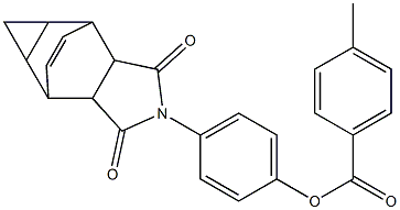 4-(3,5-dioxo-4-azatetracyclo[5.3.2.0~2,6~.0~8,10~]dodec-11-en-4-yl)phenyl 4-methylbenzoate 结构式