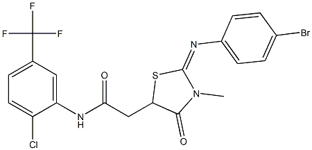 2-{2-[(4-bromophenyl)imino]-3-methyl-4-oxo-1,3-thiazolidin-5-yl}-N-[2-chloro-5-(trifluoromethyl)phenyl]acetamide Structure