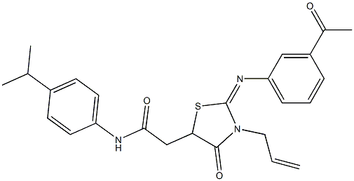 2-{2-[(3-acetylphenyl)imino]-3-allyl-4-oxo-1,3-thiazolidin-5-yl}-N-(4-isopropylphenyl)acetamide Structure