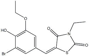 5-(3-bromo-5-ethoxy-4-hydroxybenzylidene)-3-ethyl-1,3-thiazolidine-2,4-dione Structure