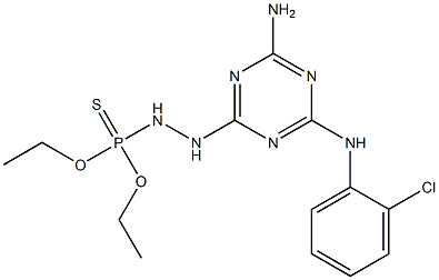 O,O-diethyl N'-[4-amino-6-(2-chloroanilino)-1,3,5-triazin-2-yl]hydrazidothiophosphate Struktur
