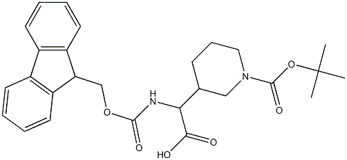 2-{1-[(tert-butoxy)carbonyl]piperidin-3-yl}-2-({[(9H-fluoren-9-yl)methoxy]carbonyl}amino)acetic acid Struktur