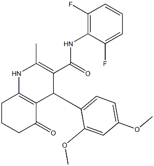 N-(2,6-difluorophenyl)-4-(2,4-dimethoxyphenyl)-2-methyl-5-oxo-1,4,5,6,7,8-hexahydro-3-quinolinecarboxamide Struktur