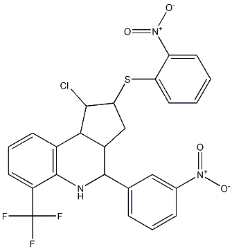 1-chloro-4-{3-nitrophenyl}-2-({2-nitrophenyl}sulfanyl)-6-(trifluoromethyl)-2,3,3a,4,5,9b-hexahydro-1H-cyclopenta[c]quinoline Structure