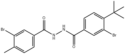 3-bromo-N'-(3-bromo-4-methylbenzoyl)-4-(tert-butyl)benzohydrazide 化学構造式