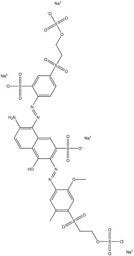 Tetrasodium 7-amino-4-hydroxy-3-[(2-methoxy-5-methyl-4-{[2-(sulfonatooxy)ethyl]sulfonyl}phenyl)diazenyl]-8-[(2-sulfonato-4-{[2-(sulfonatooxy)ethyl]sulfonyl}phenyl)diazenyl]naphthalene-2-sulfonate 结构式