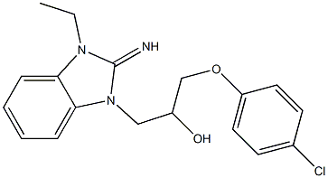 1-(4-chlorophenoxy)-3-(3-ethyl-2-imino-2,3-dihydro-1H-benzimidazol-1-yl)-2-propanol Struktur
