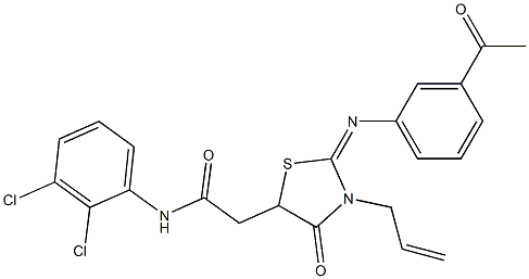 2-{2-[(3-acetylphenyl)imino]-3-allyl-4-oxo-1,3-thiazolidin-5-yl}-N-(2,3-dichlorophenyl)acetamide Struktur