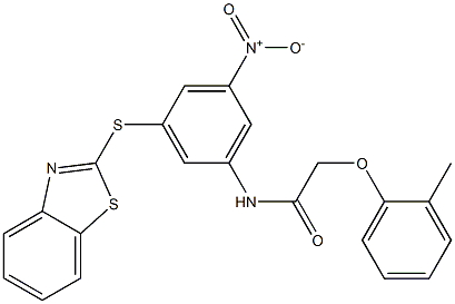 N-{3-(1,3-benzothiazol-2-ylsulfanyl)-5-nitrophenyl}-2-(2-methylphenoxy)acetamide Structure