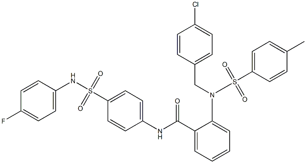 2-{(4-chlorobenzyl)[(4-methylphenyl)sulfonyl]amino}-N-{4-[(4-fluoroanilino)sulfonyl]phenyl}benzamide,506448-60-8,结构式