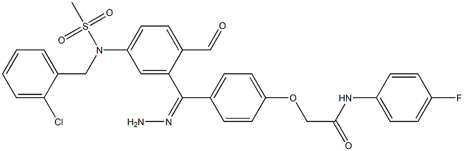 2-[4-(2-{4-[(2-chlorobenzyl)(methylsulfonyl)amino]benzoyl}carbohydrazonoyl)phenoxy]-N-(4-fluorophenyl)acetamide Struktur
