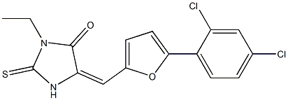 5-{[5-(2,4-dichlorophenyl)-2-furyl]methylene}-3-ethyl-2-thioxo-4-imidazolidinone,508187-30-2,结构式