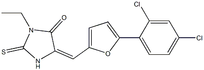 5-{[5-(2,4-dichlorophenyl)-2-furyl]methylene}-3-ethyl-2-thioxo-4-imidazolidinone Structure