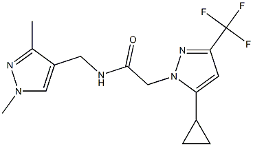 2-[5-cyclopropyl-3-(trifluoromethyl)-1H-pyrazol-1-yl]-N-[(1,3-dimethyl-1H-pyrazol-4-yl)methyl]acetamide Struktur