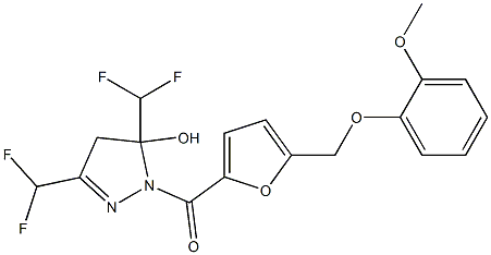 3,5-bis(difluoromethyl)-1-{5-[(2-methoxyphenoxy)methyl]-2-furoyl}-4,5-dihydro-1H-pyrazol-5-ol|