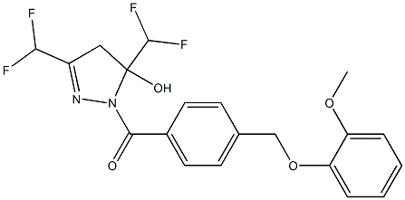 3,5-bis(difluoromethyl)-1-{4-[(2-methoxyphenoxy)methyl]benzoyl}-4,5-dihydro-1H-pyrazol-5-ol Structure