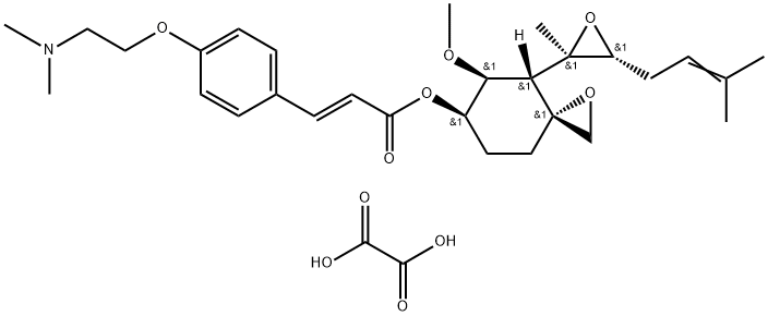 [(3R,4S,5S,6R)-5-methoxy-4-[(2R,3R)-2-methyl-3-(3-methylbut-2-enyl)oxiran-2-yl]-1-oxaspiro[2.5]octan-6-yl] (E)-3-[4-[2-(dimethylamino)ethoxy]phenyl]prop-2-enoate,oxalic acid,529511-79-3,结构式