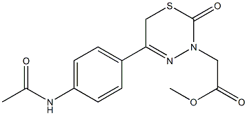 methyl (5-[4-(acetylamino)phenyl]-2-oxo-2H-1,3,4-thiadiazin-3(6H)-yl)acetate Struktur