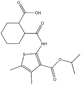 2-({[3-(isopropoxycarbonyl)-4,5-dimethyl-2-thienyl]amino}carbonyl)cyclohexanecarboxylic acid Struktur