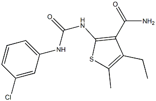 2-{[(3-chloroanilino)carbonyl]amino}-4-ethyl-5-methyl-3-thiophenecarboxamide Structure