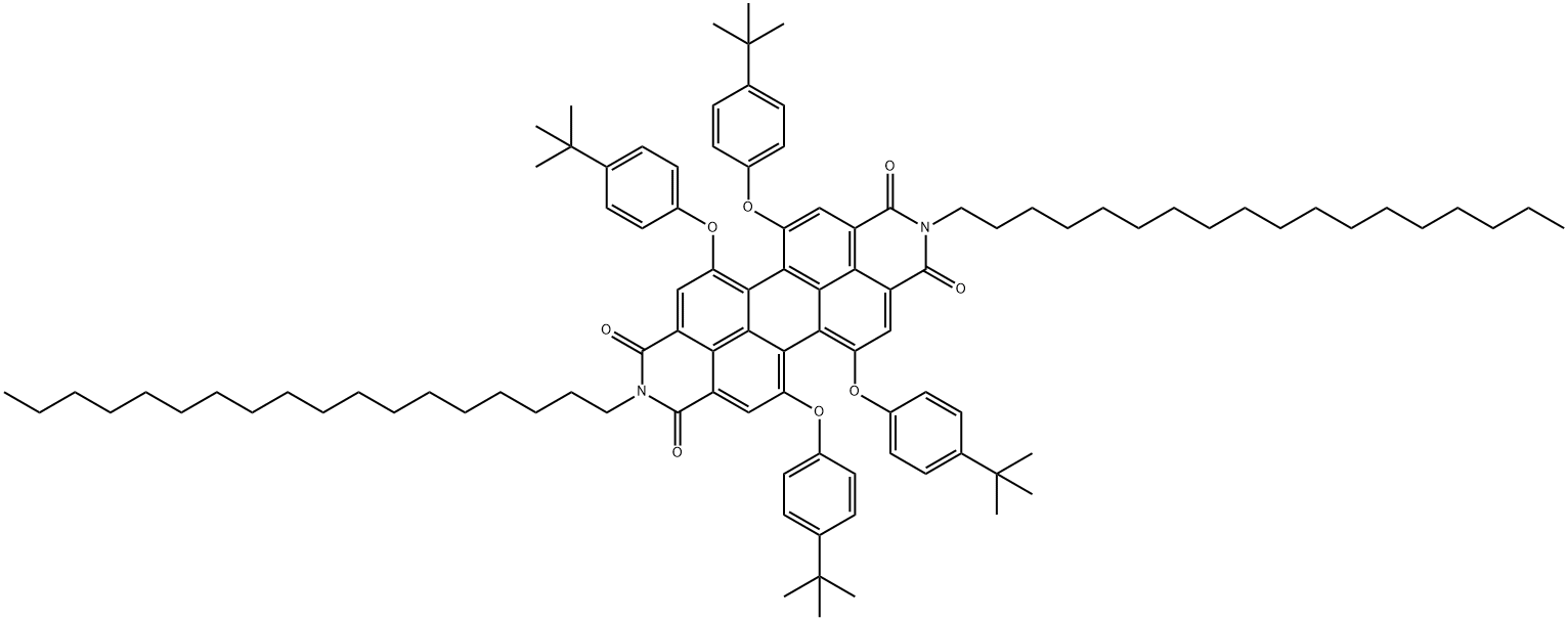 1,6,7,12-Tetra-tert-butylphenoxyperylene-3,4,9,10-tetracarboxylic dianhydride Struktur
