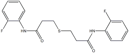 3-{[3-(2-fluoroanilino)-3-oxopropyl]sulfanyl}-N-(2-fluorophenyl)propanamide Struktur