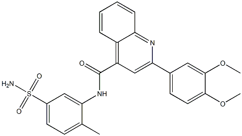N-[5-(aminosulfonyl)-2-methylphenyl]-2-(3,4-dimethoxyphenyl)-4-quinolinecarboxamide Struktur