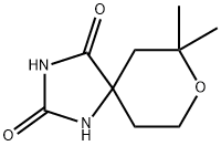 7,7-dimethyl-8-oxa-1,3-diazaspiro[4.5]decane-2,4-dione Struktur