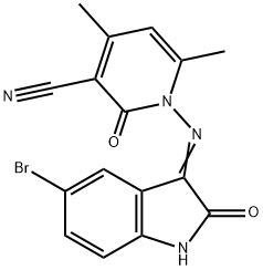 1-[(5-bromo-2-oxo-1,2-dihydro-3H-indol-3-ylidene)amino]-4,6-dimethyl-2-oxo-1,2-dihydro-3-pyridinecarbonitrile Structure