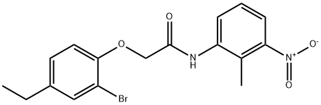 2-(2-bromo-4-ethylphenoxy)-N-(2-methyl-3-nitrophenyl)acetamide 结构式