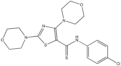 N-(4-chlorophenyl)-2,4-di(4-morpholinyl)-1,3-thiazole-5-carbothioamide Struktur