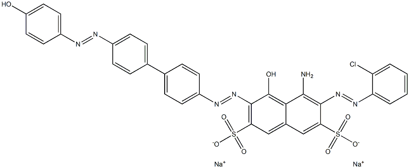 5-Amino-6-[(2-chlorophenyl)azo]-4-hydroxy-3-[[4'-[(4-hydroxyphenyl)azo]-1,1'-biphenyl-4-yl]azo]-2,7-naphthalenedisulfonic acid disodium salt,6360-61-8,结构式
