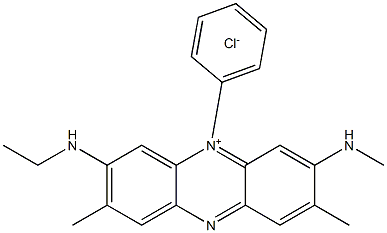Phenazinium, 3-(ethylamino)-2,8-dimethyl-7-(methylamino)-5-phenyl-, chloride Structure