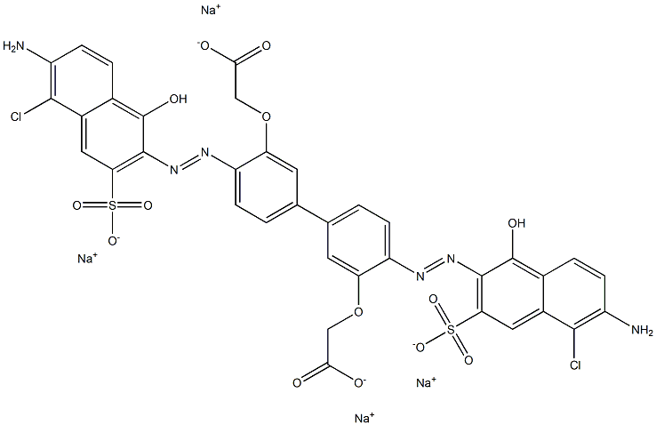 Acetic acid, 2,2'-[[4,4'-bis[(6-amino-5-chloro-1-hydroxy-3-sulfo-2-naphthalenyl)azo][1,1'-biphenyl]-3,3'-diyl]bis(oxy)]bis-, tetrasodium salt Structure