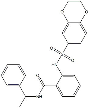 2-[(2,3-dihydro-1,4-benzodioxin-6-ylsulfonyl)amino]-N-(1-phenylethyl)benzamide Struktur