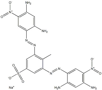 Benzenesulfonic acid, 3,5-bis[(2,4-diamino-5-nitrophenyl)azo]-4-methyl-, monosodium salt Struktur